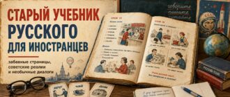 Старый учебник русского языка для иностранцев с советскими иллюстрациями