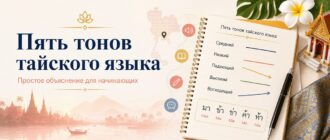 Пять тонов тайского языка: средний, низкий, падающий, высокий и восходящий тон