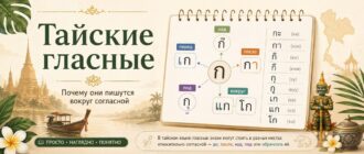 Тайские гласные: как гласные знаки пишутся перед, после, над, под и вокруг согласной