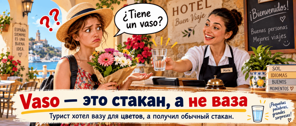Испанское слово vaso означает стакан, а не вазу